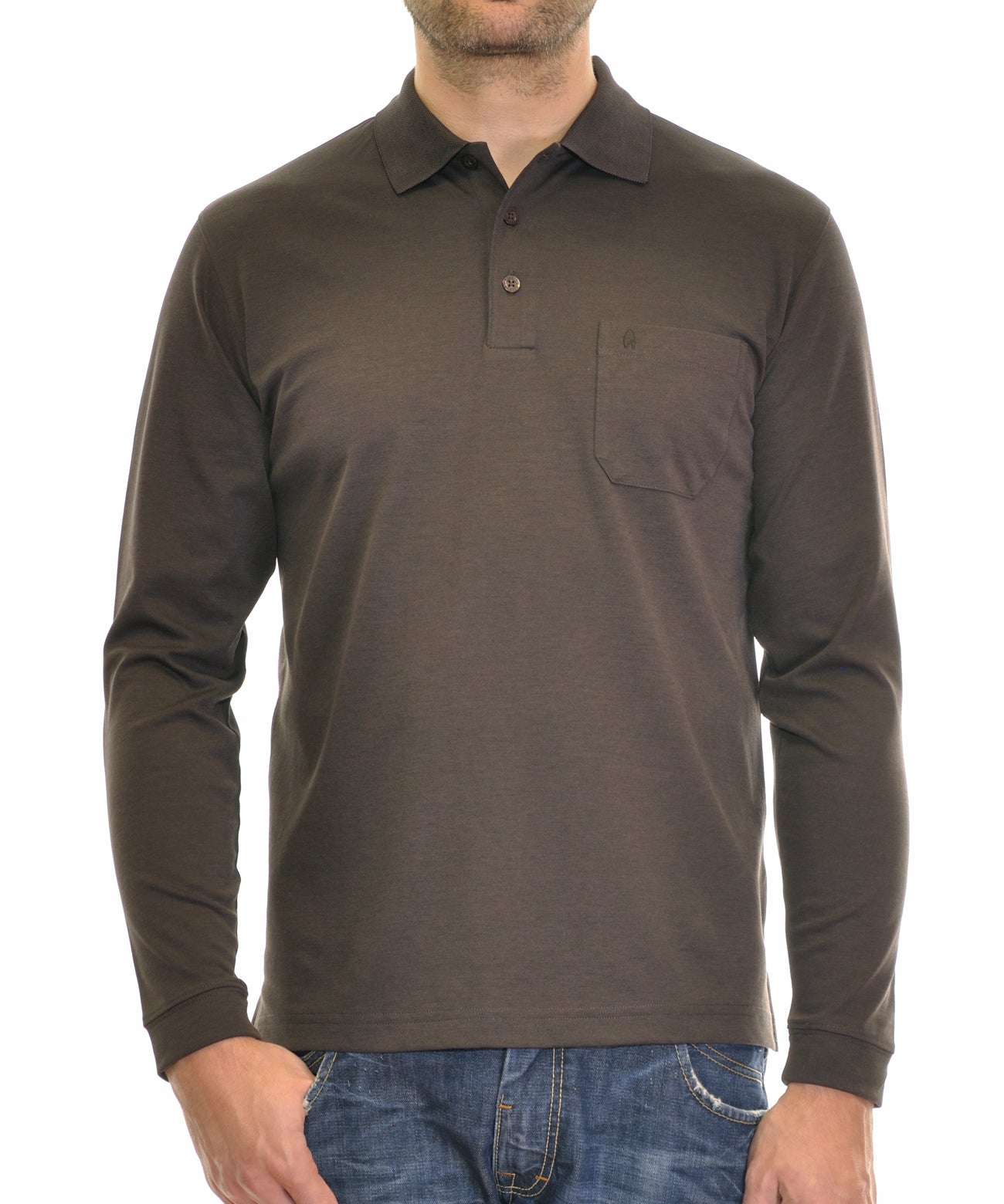 Ragman Herren Long Sleeve in braun